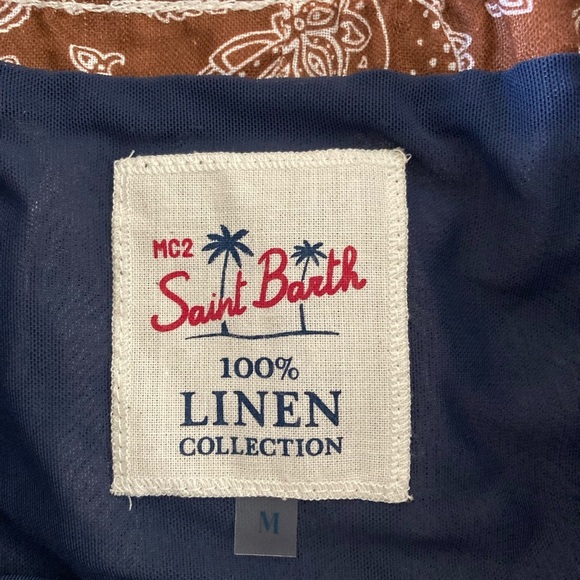 MC2 Saint Barth Men's Linen Swim Shorts With Paisley Print NWOT - Picture 4 of 6